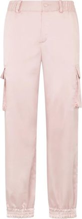 Philipp Plein Satijnen Cargo Fit Broek met Trekkoord - Dames - Straight fit broeken - Roze - S - Satijn - Broeken