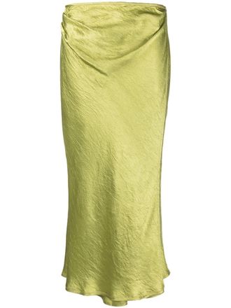 Acne Studios wraparound crinkled satin midi skirt - women - Acetate - 40 - Green
