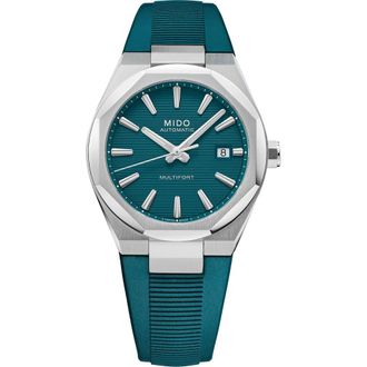 Mido Multifort 8 One Crown Automatic Rubber Strap Watch, 40mm in Blue at Nordstrom