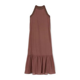 Motivi Lange jurk - Dames - Maxi kleedjes - Bruin - S - Polyester - Kleedjes