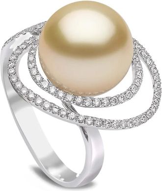 Yoko London Anello in oro bianco 18 carati con perla dei Mari del Sud e diamanti - Argento
