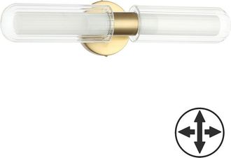 Dainolite 2 Light Aged Brass Wall Sconce w/ Clear Fluted Glass