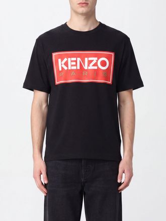 Kenzo T-shirt in cotone con stampa logo e spalle cadute a maniche corte