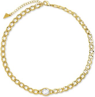Sterling Forever Rebel Station CZ Curb Chain Choker