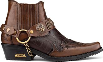 Infinity Leather Leather Two-tone Winklepicker Biker Boots