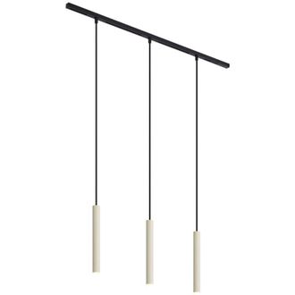 QAZQA Moderno Sistema de iluminación de riel moderno con 3 luces colgantes beige con negro monofásico - Slimline Keno Aluminio /Metálica Adecuado para led