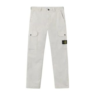 Stone Island Straight Trousers, male, Gray, Size: W31 Cotton Stretch Broken Twill Trousers