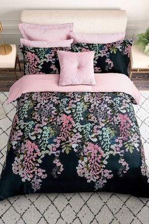 Ted Baker Wisteria Cotton Sateen Duvet Cover Set in Navy | Size: Super King