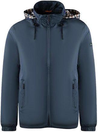 Aquascutum Unisex Mens Plain Lightweight Hidden Hood Jacket (Navy) - Size Large
