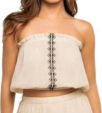 Elan Croatia Strapless Embroidered Top In Natural