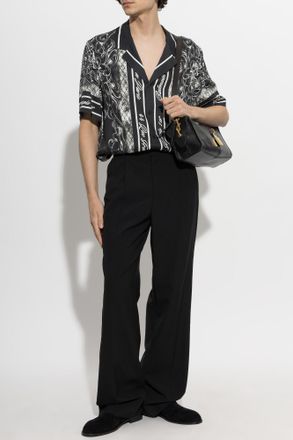 Balmain Silk Short-sleeve Shirt, Mens, Black