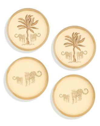 Tiramisu Golden Oasis Gold Foil Metal Coaster Set