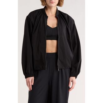 Zella Inbound Ruched Bomber Jacket in Black at Nordstrom Rack, Size X-Small