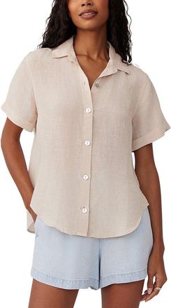 Bella Dahl Cuffed Short Sleeve Linen-Blend Shirt