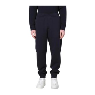 Emporio Armani Broeken, Heren, Blauw, M, Katoen, Gebreide Joggers Relaxte Pasvorm Stijlvol