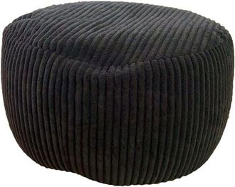 Relaxdays Relaxdays pouffe, cord, HxD: 35 x 50 cm, polystyrene filling, round floor cushion, living room stool, seat pouffe, black