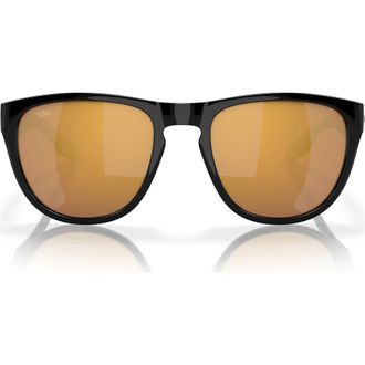 Costa 62mm Square Sunglasses in Matte Black/Gold Mirror 580G at Nordstrom