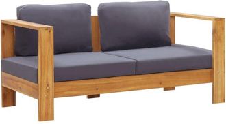 vidaXL Banco Sof&aacute; De Jard&iacute;n Y Cojines Madera Maciza Acacia Gris 140 Cm Vidaxl