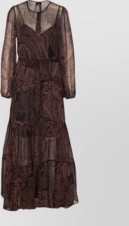 Pinko long sleeve tiered dress with belt detail