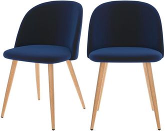 Rendez-Vous Déco Rendez-vous Déco - Set de 2 sillas de terciopelo azul oscuro con patas de metal - Cozy