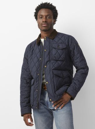 Quilted blue jacket best sale