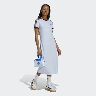 adidas Shirtkleid ADIDAS ORIGINALS 3-STREIFEN, SCHMAL, Damen, Gr. XXL, N-Gr, crystal sky, maroon, Obermaterial: 93% Baumwolle, 7% Elasthan, Kleider Shirtklei