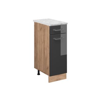 Vicco Mueble Bajo De Cocina R-line, Antracita Alto Brillo, 30 Cm Et M&aacute;rmol