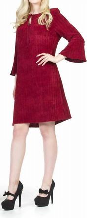 Papillon Chenile Bell Sleeve With Keyhole Dress In Burgundy