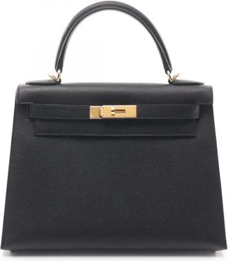 Hermès Borsa a mano Kelly II Sellier 28 in pelle Epsom 2024 - Nero