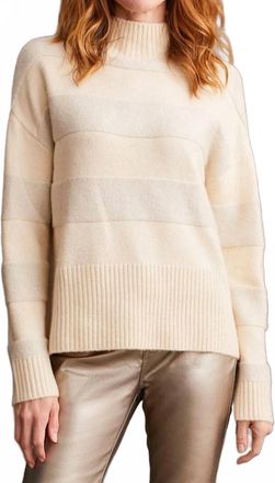 Tribal Shiny Long Sleeve Mock Neck Sweater In Moonstone