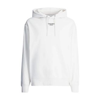 Calvin Klein Jeans Hoodies, male, White, Size: XL Stacked Logo Hoodie