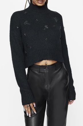 Disturbia Phantom Cotton Cross Sweater in Black at Nordstrom, Size X-Large