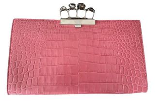 Alexander McQueen Pink Mock Croc Clutch