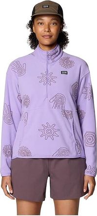 Mountain Hardwear Microchilltm Half Zip Womens Clothing Harbor Violet Screens Print : LG, Polyester