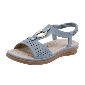 Generic 2026 Women Slippers Womens Summer European And Fashion Open Toed Elastic Sandals Lightweight Retro (Navy, 5.5)