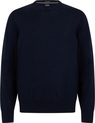 HUGO BOSS H-Leno Trui - Heren - Ronde hals truien - Blauw - XL - Wol - Truien & Vesten