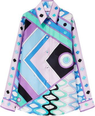 Pucci Vivara-print silk shirt - women - Silk - L - Blue