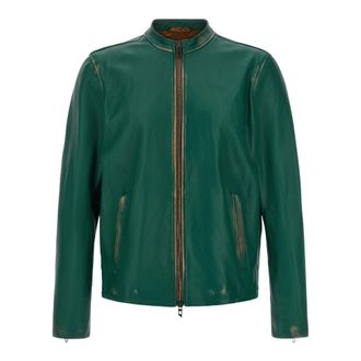 Diesel L-Racy Jacket - Heren - Leren en Su&egrave;de Jassen - Groen - L - Leer - Jassen