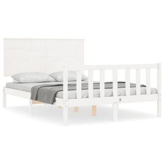 Berkfield Home Bed Frame with Headboard White 120x200 cm Solid Wood