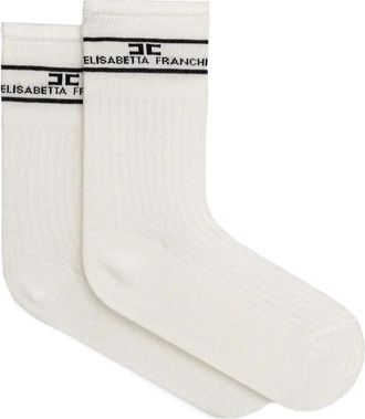 Elisabetta Franchi Calzini con logo - Bianco