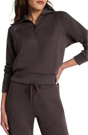 Spanx AirEssentials Half Zip Sweatshirt in Dark Cacao at Nordstrom, Size 3X