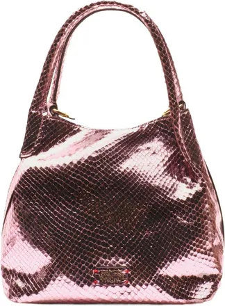 Frances Valentine Teeny Sweet Pea Metallic Snake-Embossed Leather Tote