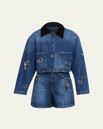 Marc Jacobs Grommet Denim Crop Utility Jacket