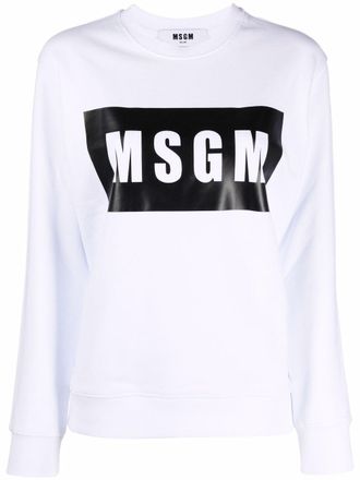 Msgm logo-print cotton sweatshirt - women - Cotton - S - White