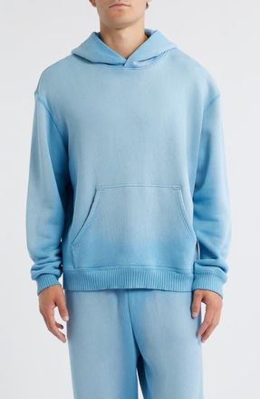 Elwood Core Oversize Organic Cotton Brushed Terry Hoodie in Sun Faded Baby Blue at Nordstrom, Size Xx-Large