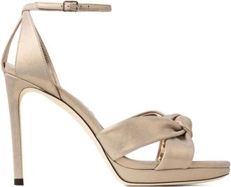 Jimmy Choo London 85mm Rosie knotted ankle-strap sandals - women - Leather/Leather/Leather - 36,5 - Gold
