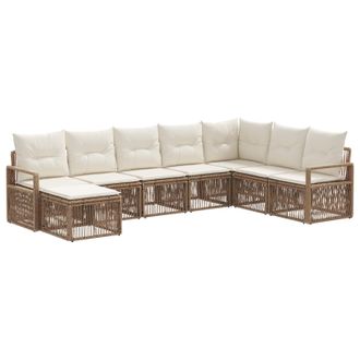 vidaXL Conjunto De Sof&aacute;s De Jard&iacute;n 8 Pcs Beige Rat&aacute;n Sint&eacute;tico Vidaxl