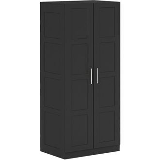 HOMCOM Homcom - Wardrobe for Bedroom, Double Wardrobe with Hanging Rail, Black