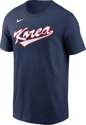 Nike Jung Hoo Lee Korea National Baseball Team 2026 World Baseball Classic Nike Mens T-Shirt in Blue | N19944BW3K-8JD