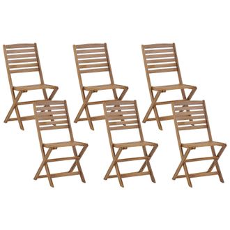 Beliani Beliani - Conjunto De 6 Sillas De Jard&iacute;n De Madera De Acacia Plegable Tolve